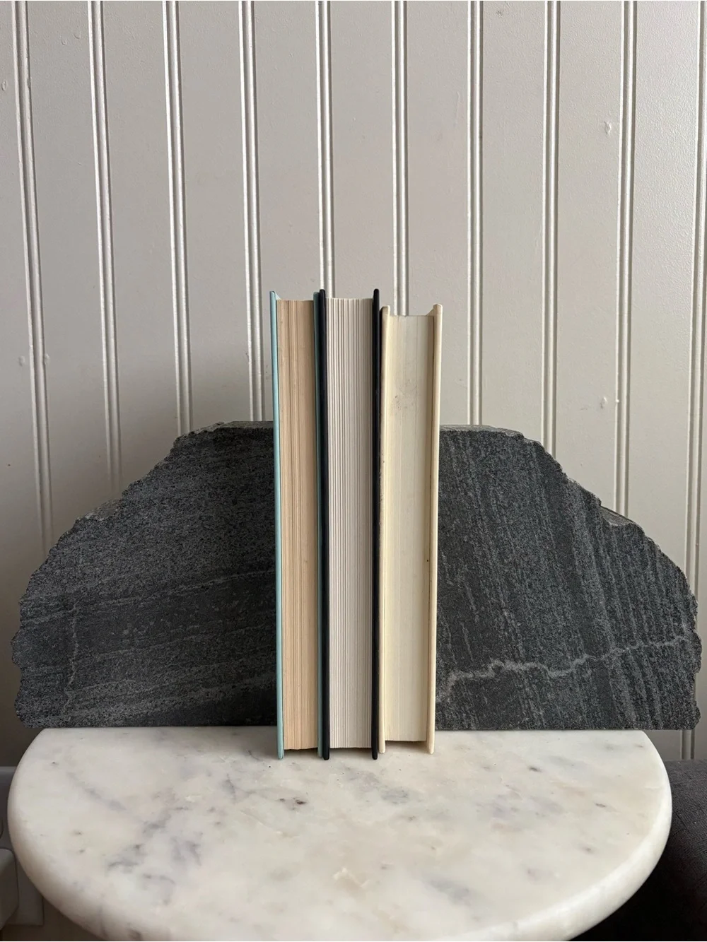 Chiseled Granite Bookends Pair Set of 2 Brutalist Mid-Century Modern MCM Stone